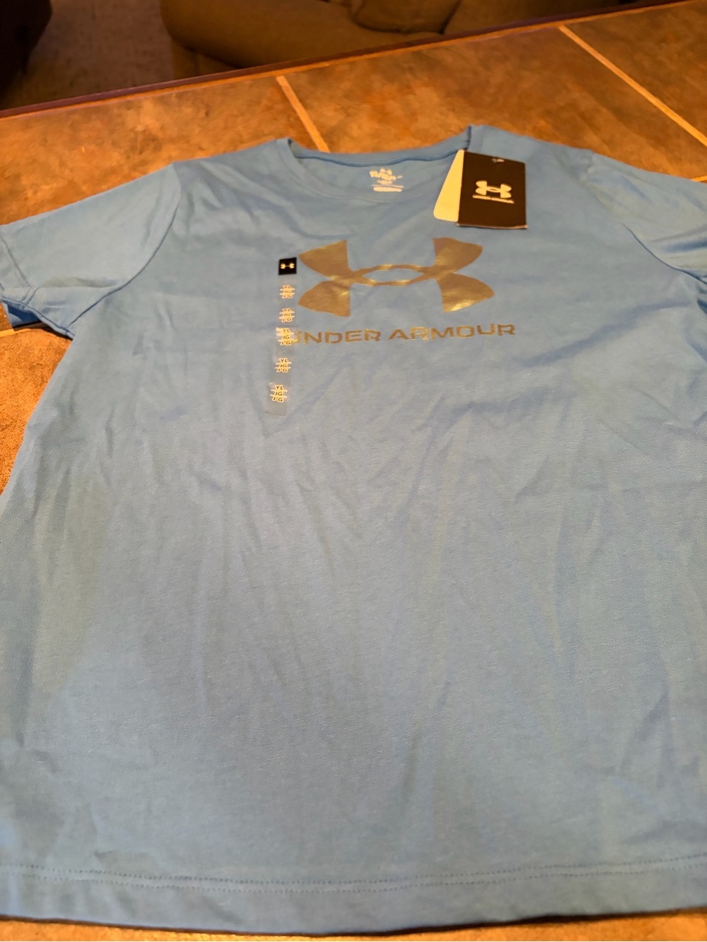 NWT Under Armour Light Blue Short-Sleeve Logo Tee- size L